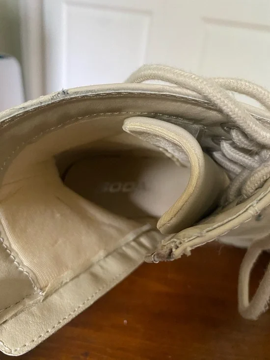 Women’s Chunky Lace-Up Combat Boots - Beige Size 8.5 - Picture 8 of 9